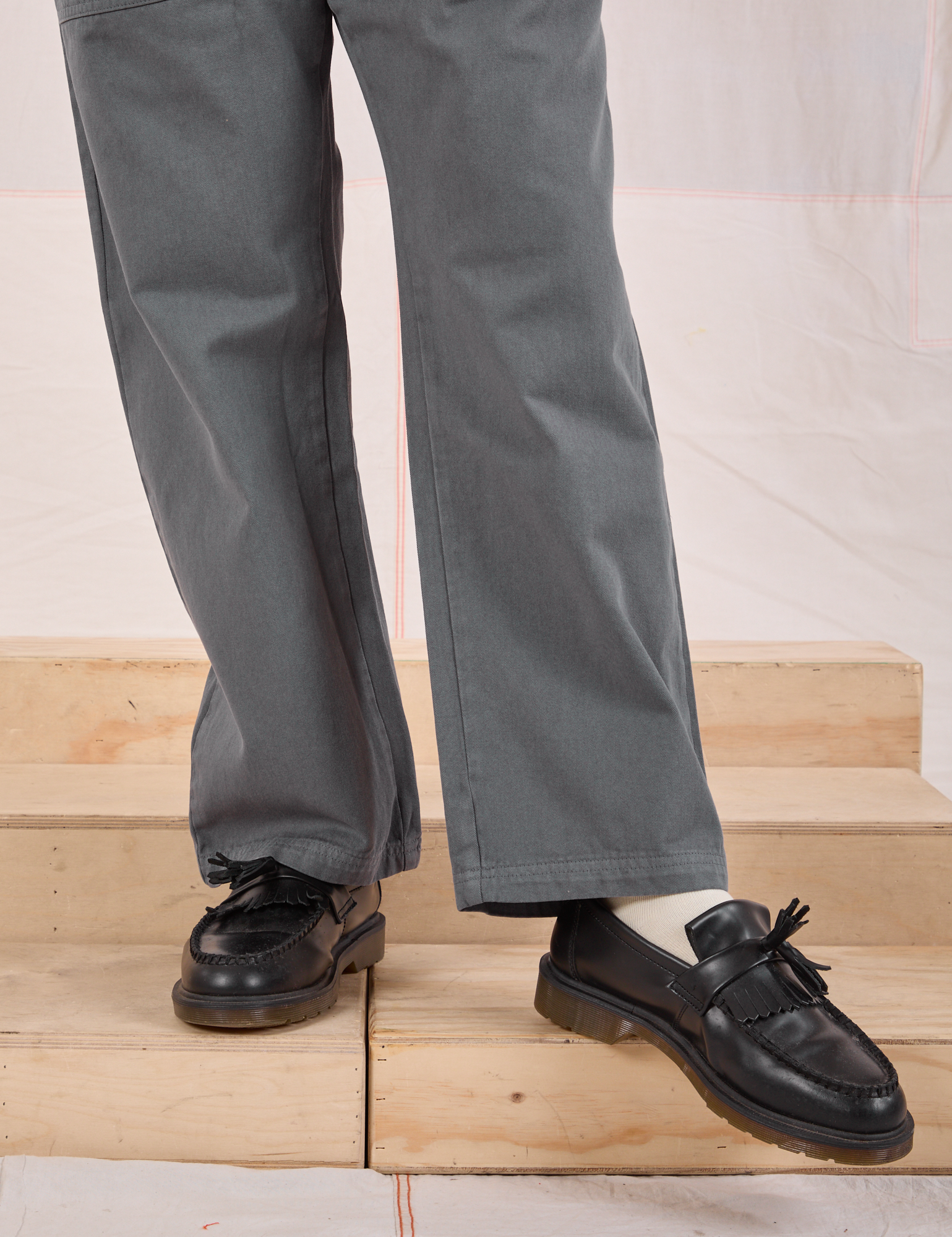 Mid-Rise Work Pants in Slate Grey pant leg close up on Issac