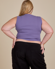 Muscle Tee in Faded Grape back view on Juliet