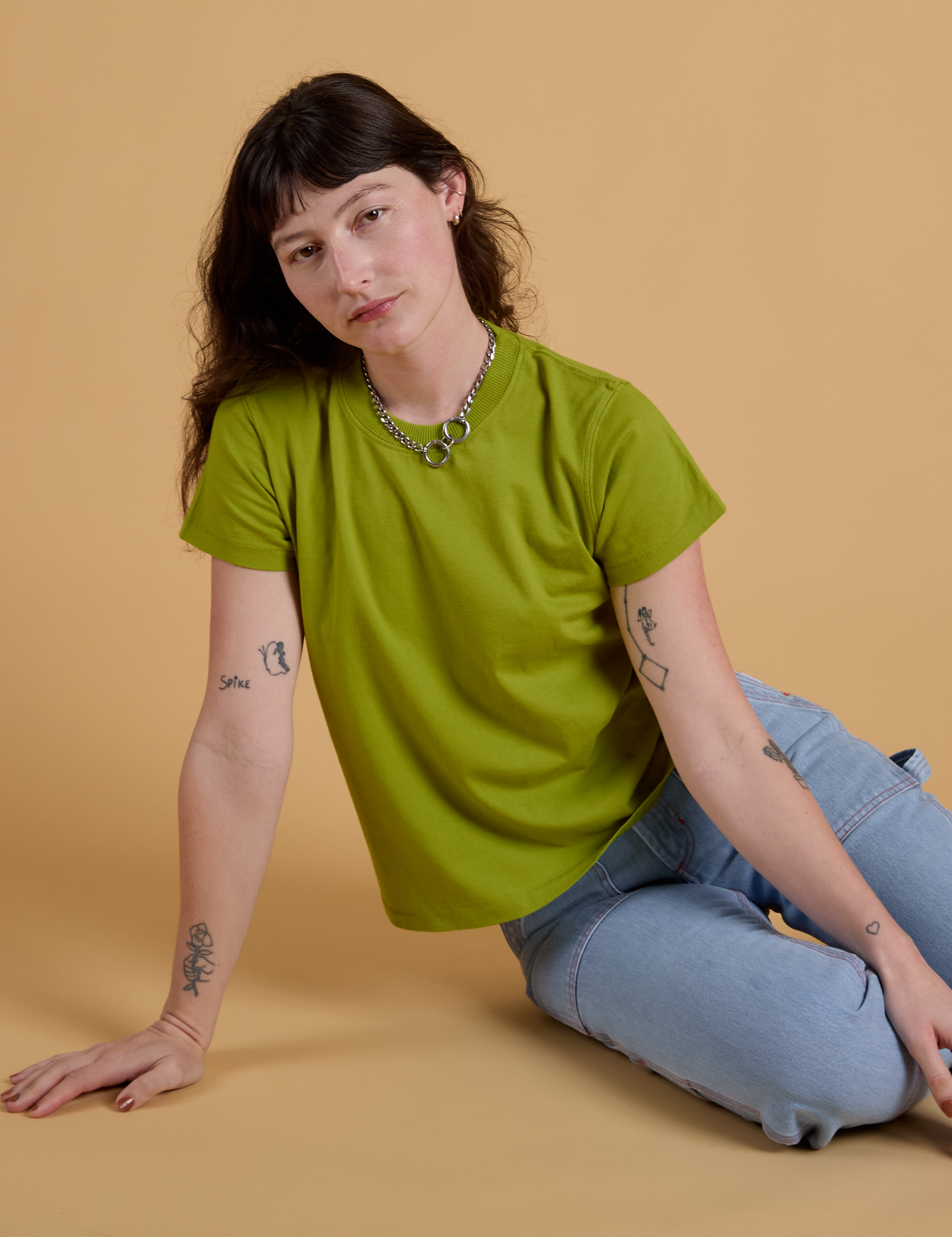 Organic Vintage Tee in Gross Green worn by Alex
