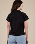 Pantry Button-Up in Basic Black back view on Alex