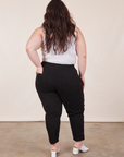 Back view of Petite Pencil Pants in Basic Black on Ashley