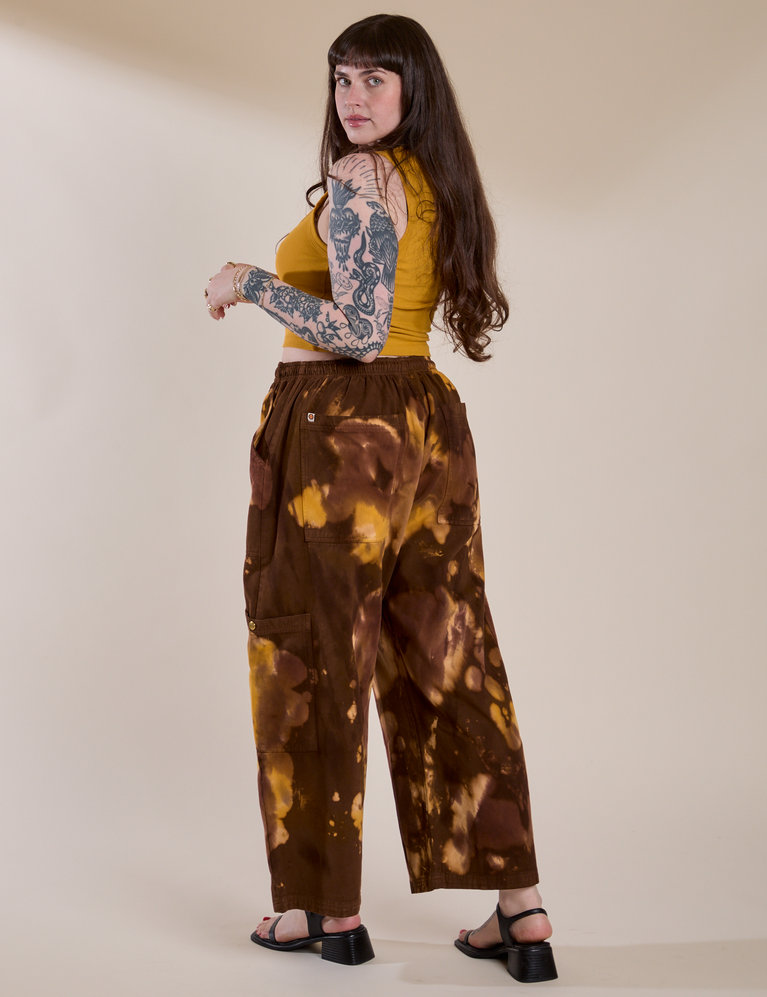 Magic Waters Drop Pocket Pants in Honey Brown angled back view on Sydney