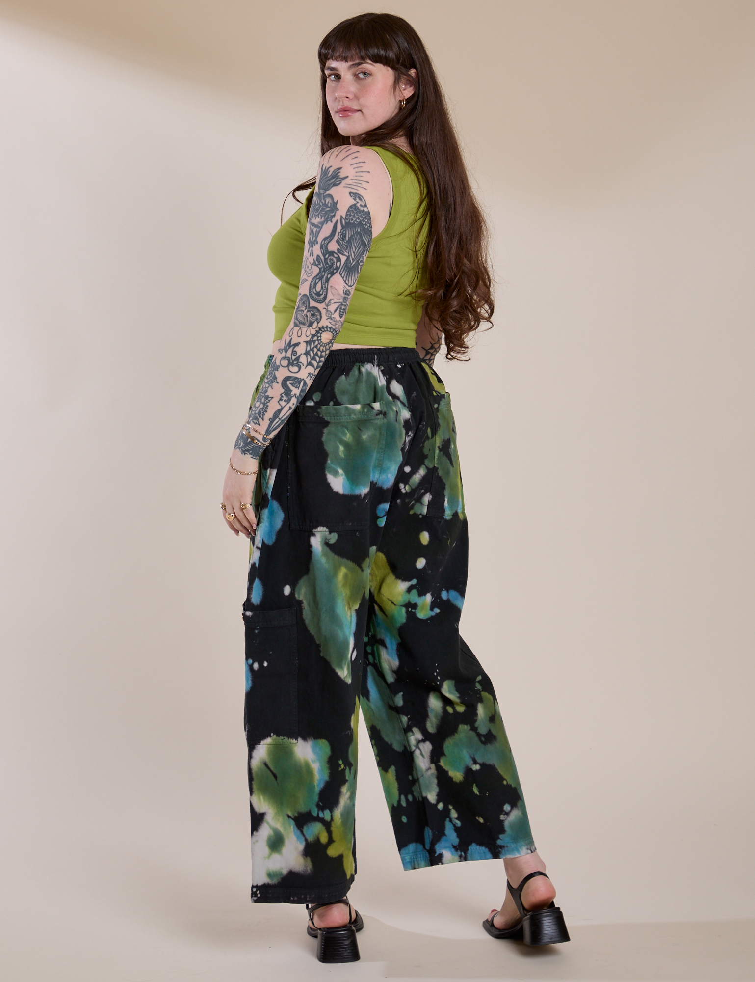 Magic Waters Drop Pocket Pants in Green Pool angled back view on Sydney