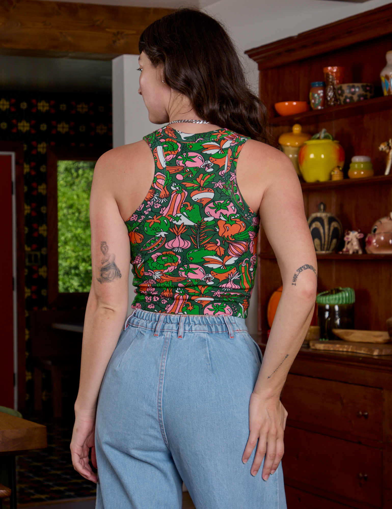 Kitchen Collection Racerback Tank back view on Alex