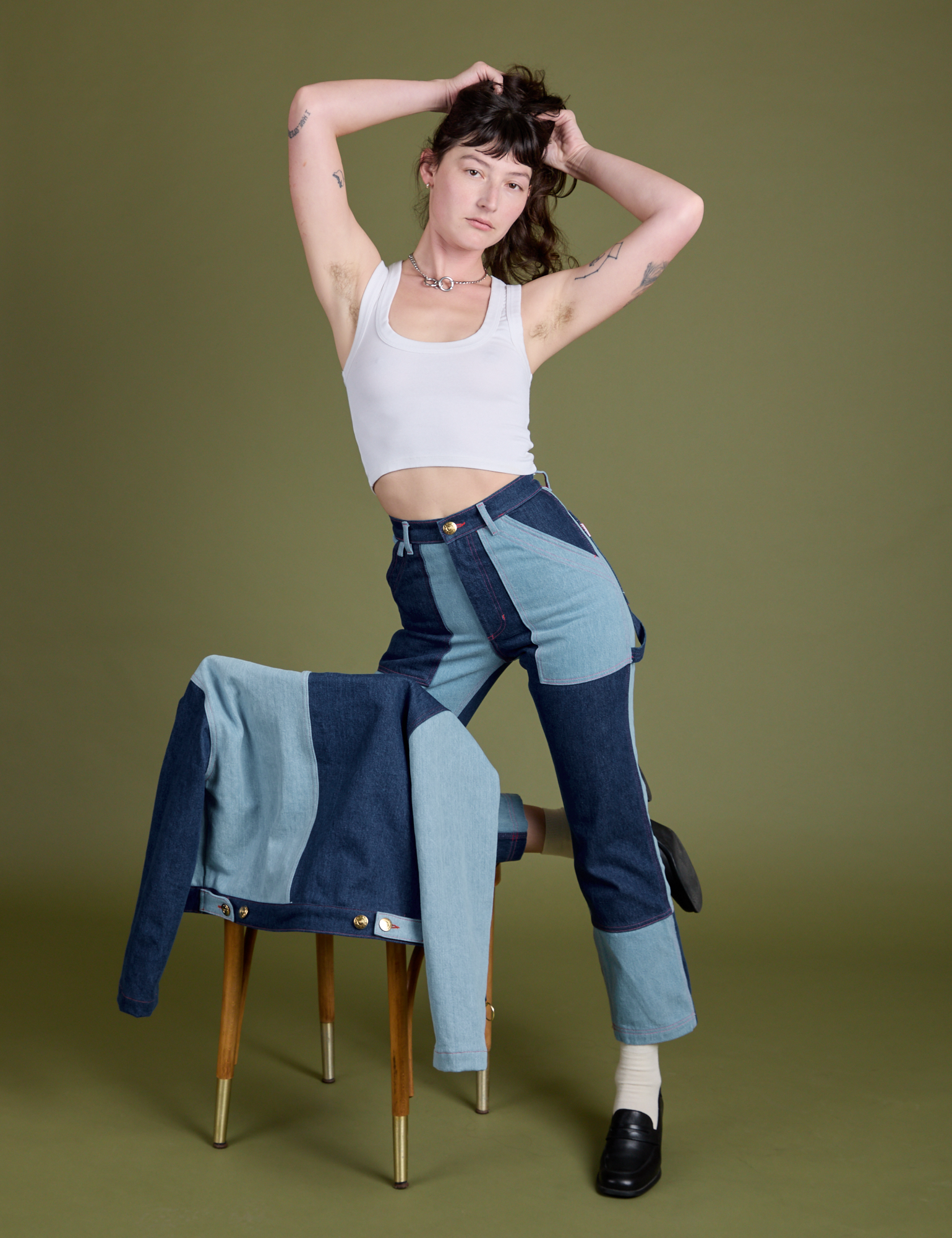 Mismatched Denim Carpenter Jeans