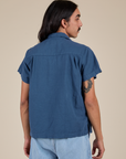 Pantry Button-Up in French Blue back view on Anthony