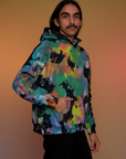 Oversized Hoodie in Rainbow Magic Waters side view on Anthony