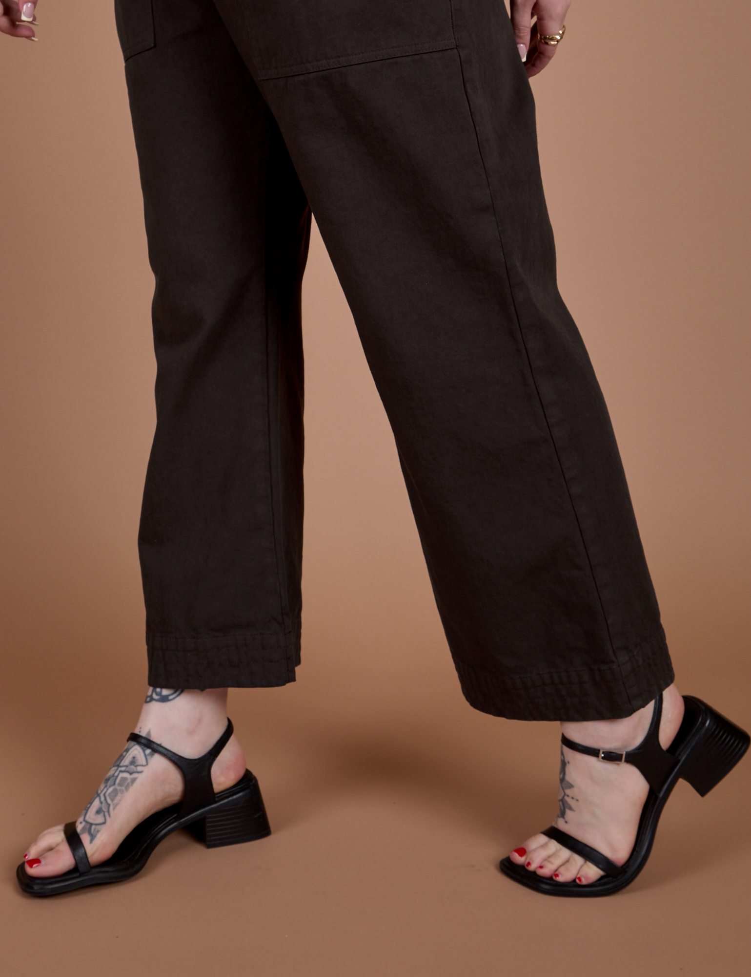 Action Pants in Espresso Brown pant leg close up