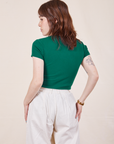 Back view of Baby Tee in Hunter Green worn by Hana