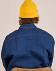 Ribbed Beanie in Golden Yellow back view worn by Quinn