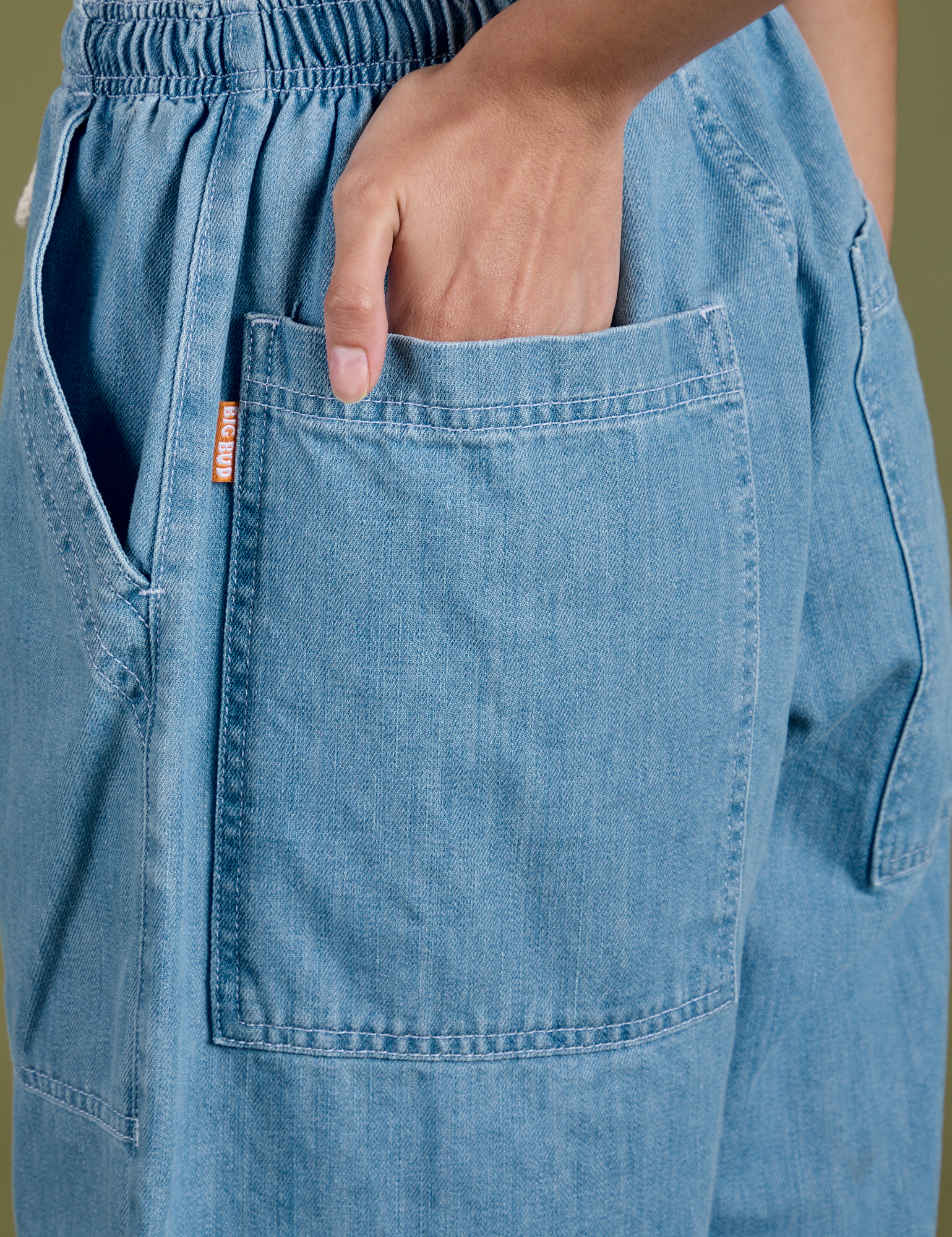 TRY-A-STYLE - Denim Drop Pocket Pants - Light Wash *FINAL SALE*