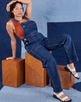 Tiara is wearing Indigo Denim Original Overalls in Dark Wash