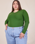 Marielena is wearing Honeycomb Thermal in Lawn Green