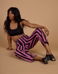 Black Stripe Work Pants - Bubblegum Pink