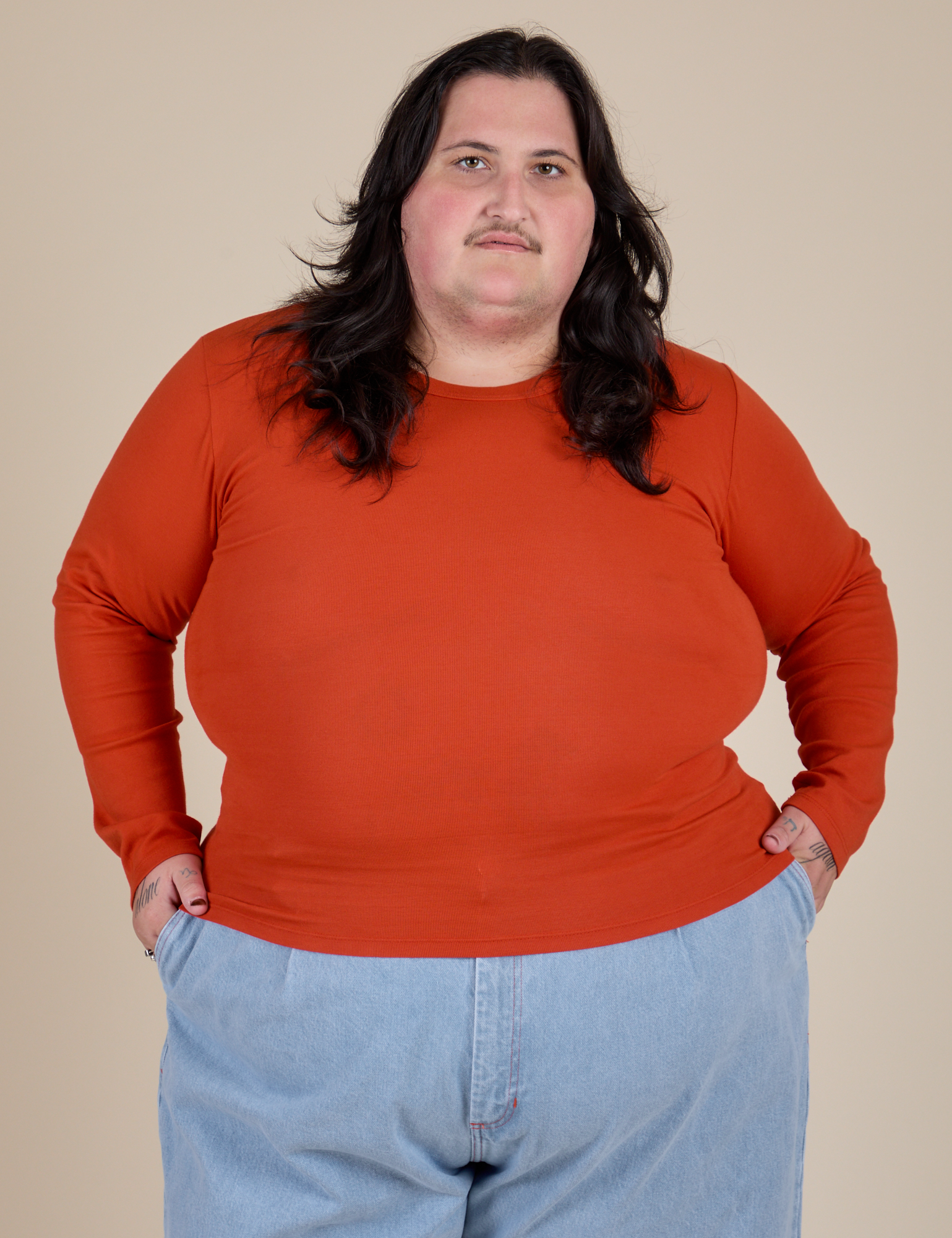 Long Sleeve Baby Tee - Chili Red