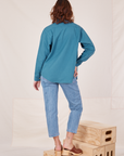 Back view of Oversize Overshirt in Marine Blue worn by Alex