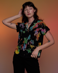 Pantry Button-Up in Rainbow Magic Waters worn by Alex