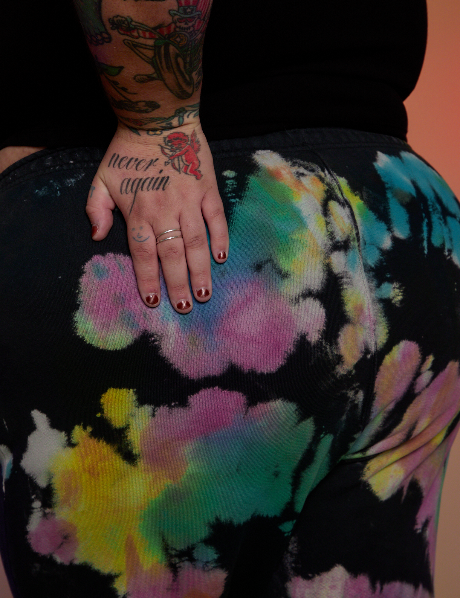 Tie Dyed Wide Leg Sweat Pants back view on Sam