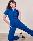 Short Sleeve Jumpsuit in Royal Blue on Alex