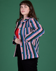 Stripe Work Jacket in Pacific Stripe side view on Sydney