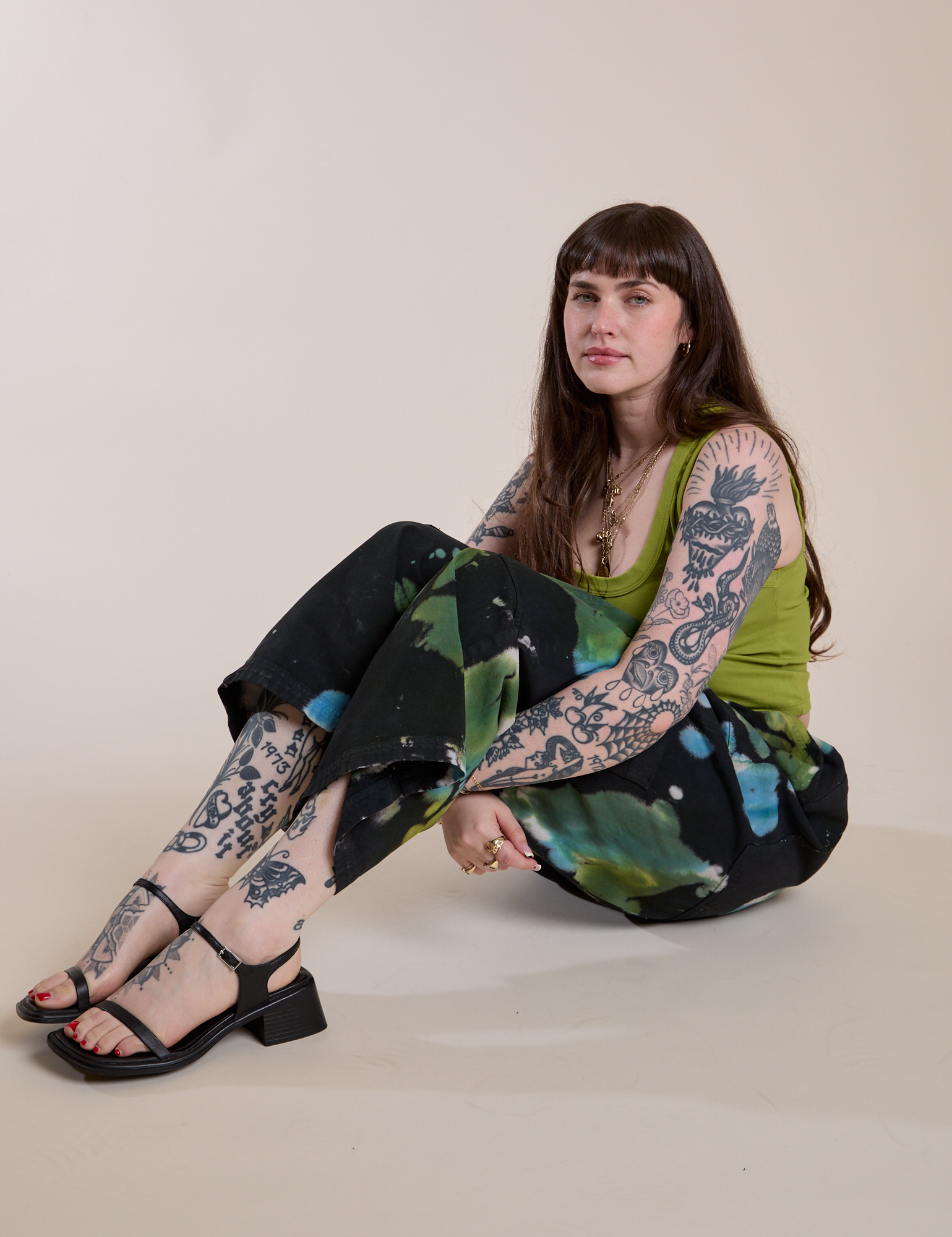 Magic Waters Drop Pocket Pants in Green Pool and Cropped Tank in Gross Green on Sydney