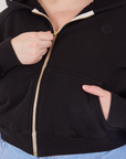 Cropped Zip Hoodie in Basic Black front close up on Marielena