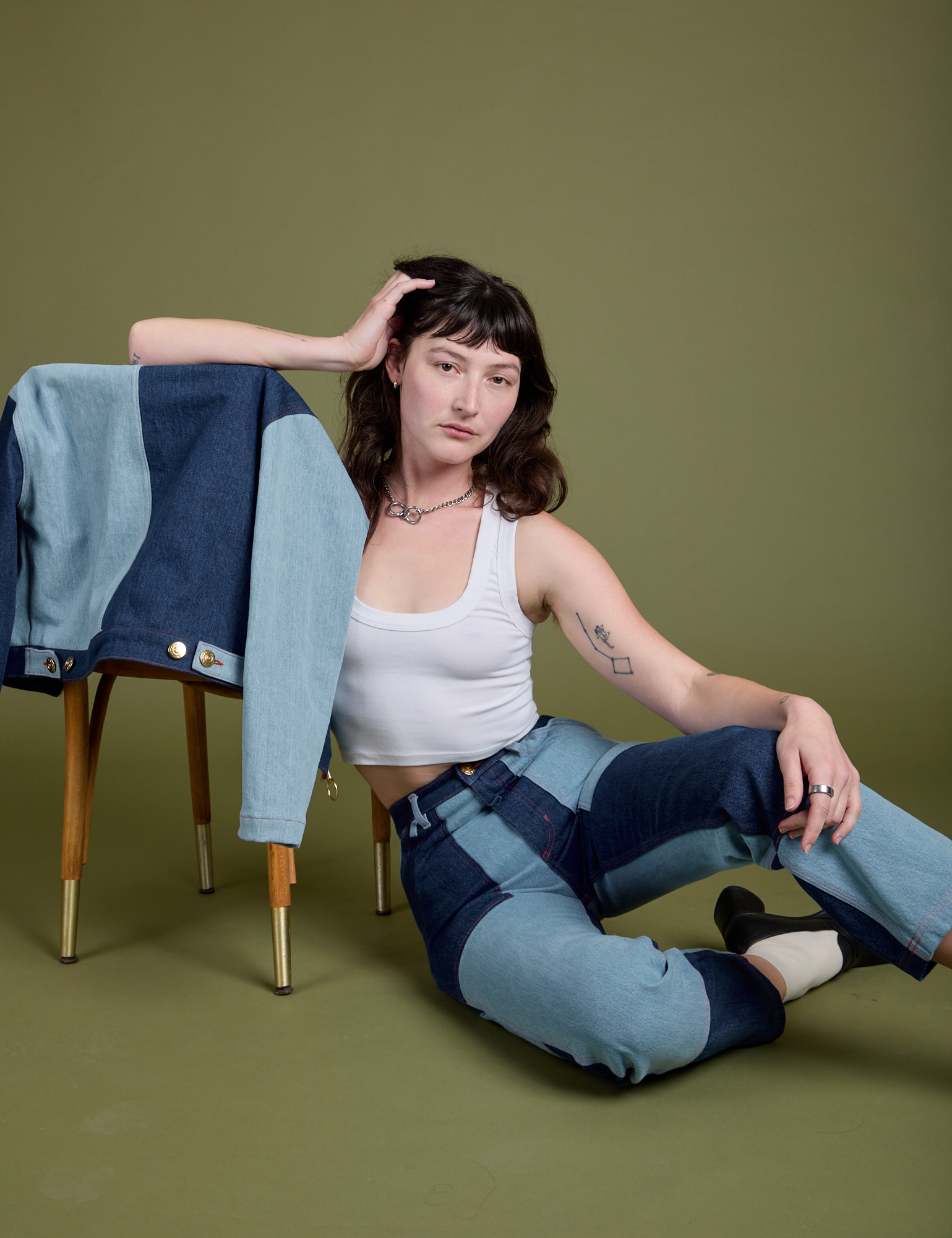 Mismatched Denim Carpenter Jeans