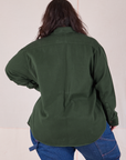 Flannel Overshirt in Swamp Green back view on Ashley