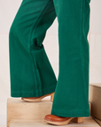 Side pant leg close up of Bell Bottoms in Hunter Green on Hana