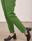 Pencil Pants in Lawn Green pant leg side view close up on Tiara