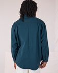 Twill Overshirt in Lagoon back view on Jerrod