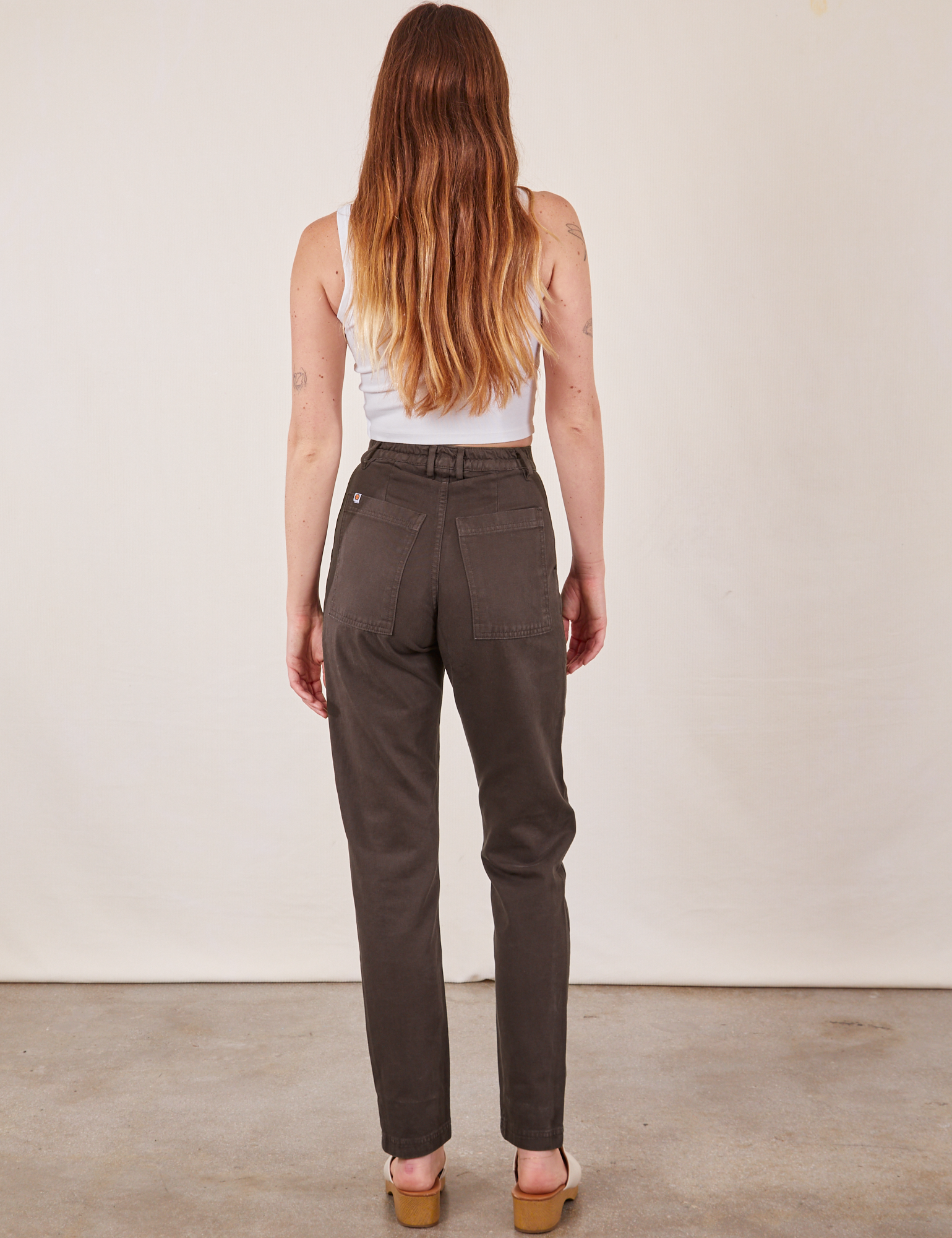 Pencil Pants in Espresso Brown back view on Scarlett