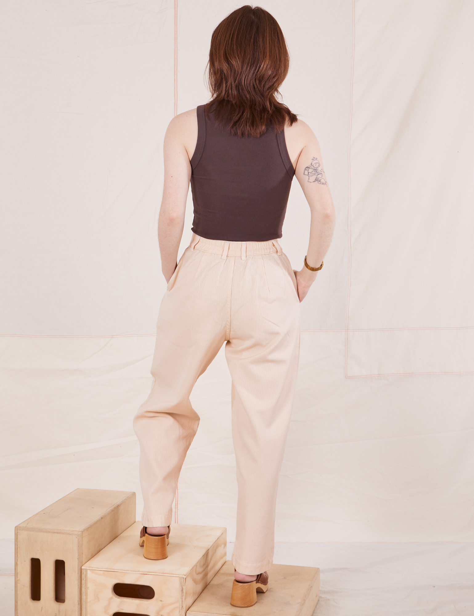 Heritage Trousers in Vintage Off-White back view on Hana