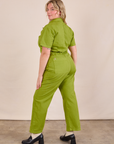 Short Sleeve Jumpsuit in Gross Green back view on Lish