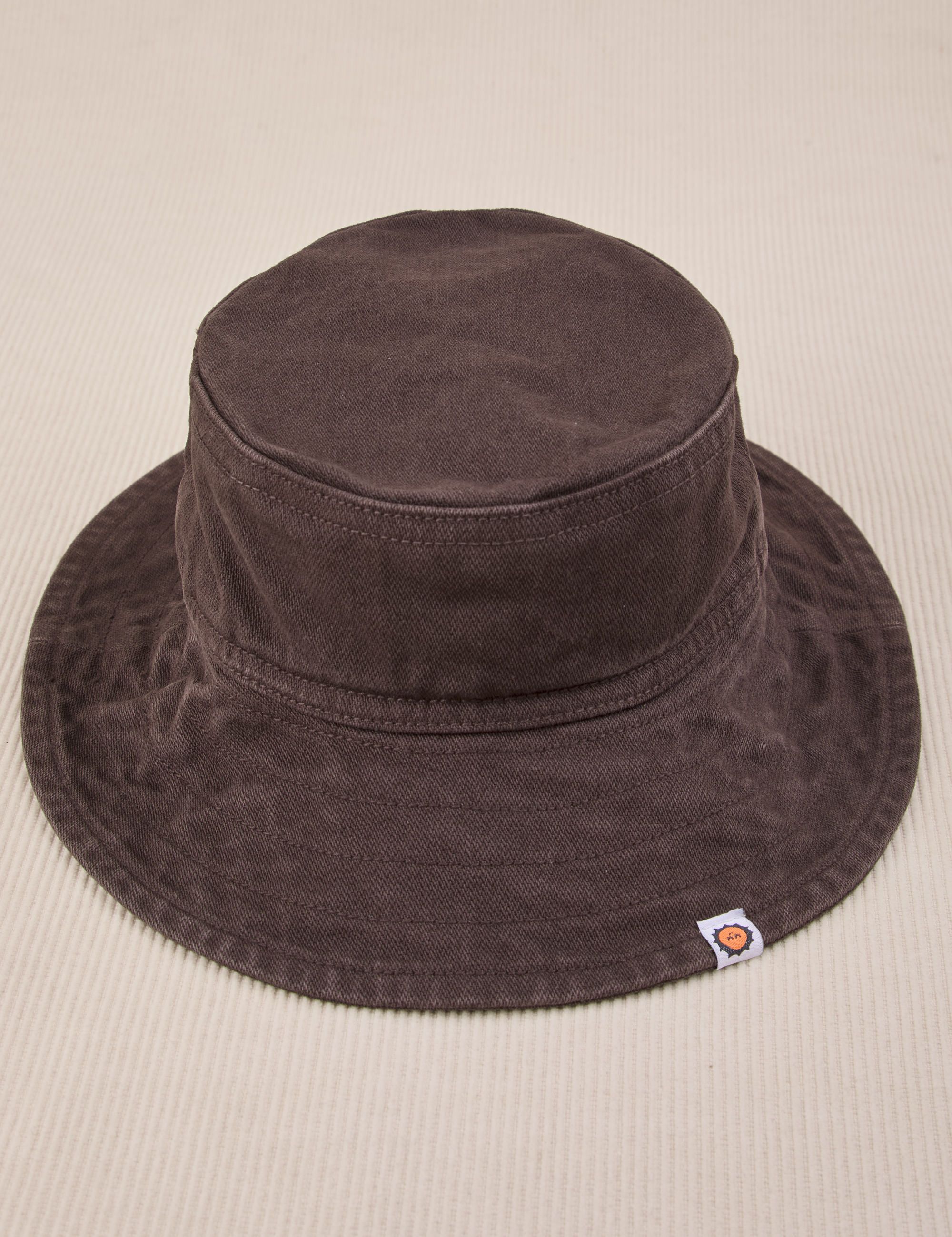 Wide Brim Denim Bucket Hats in Espresso Brown