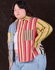 Cropped Overshirt in Mixed Stripe angled front view on Ashley