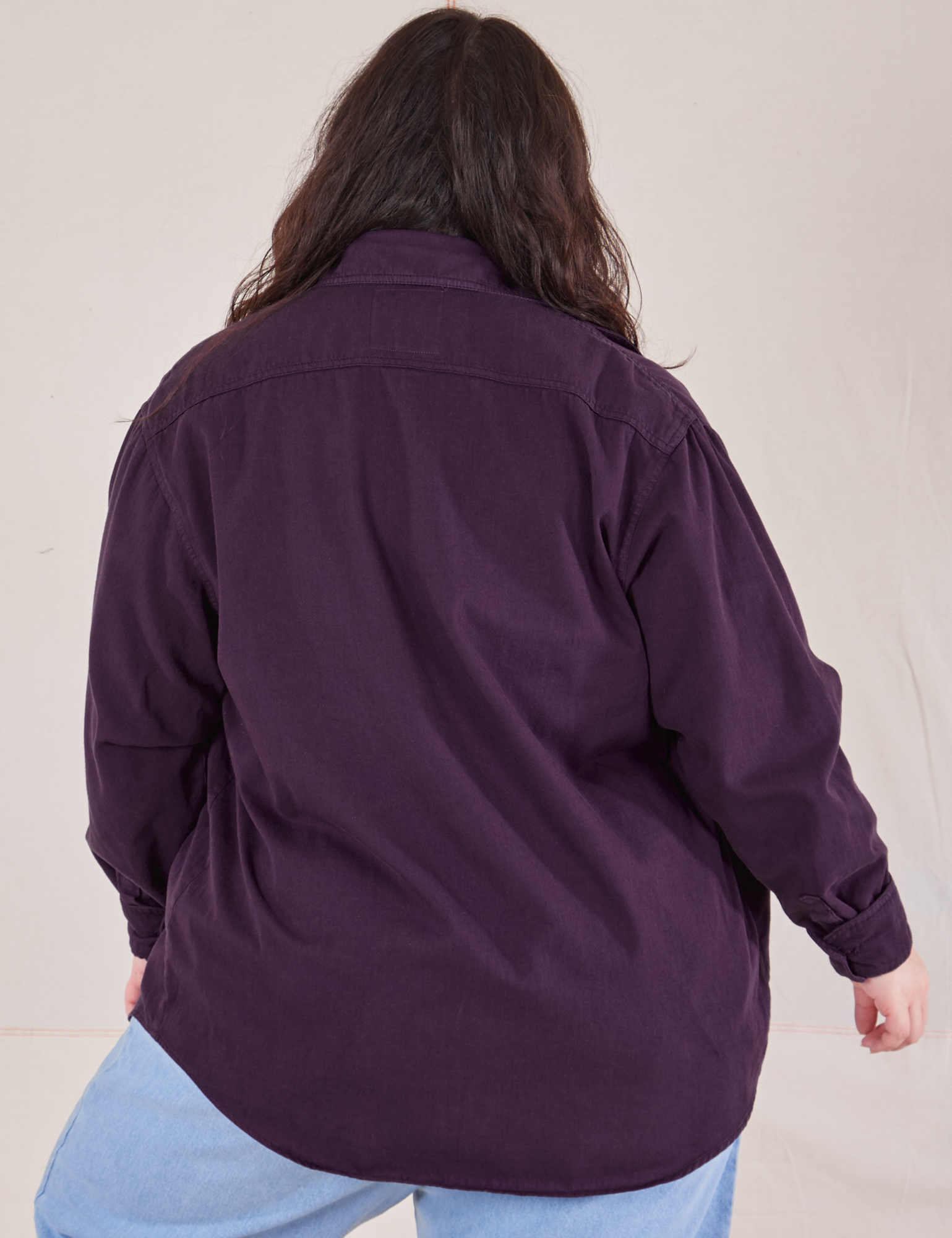 Oversize Overshirt in Nebula Purple back view on Ashley