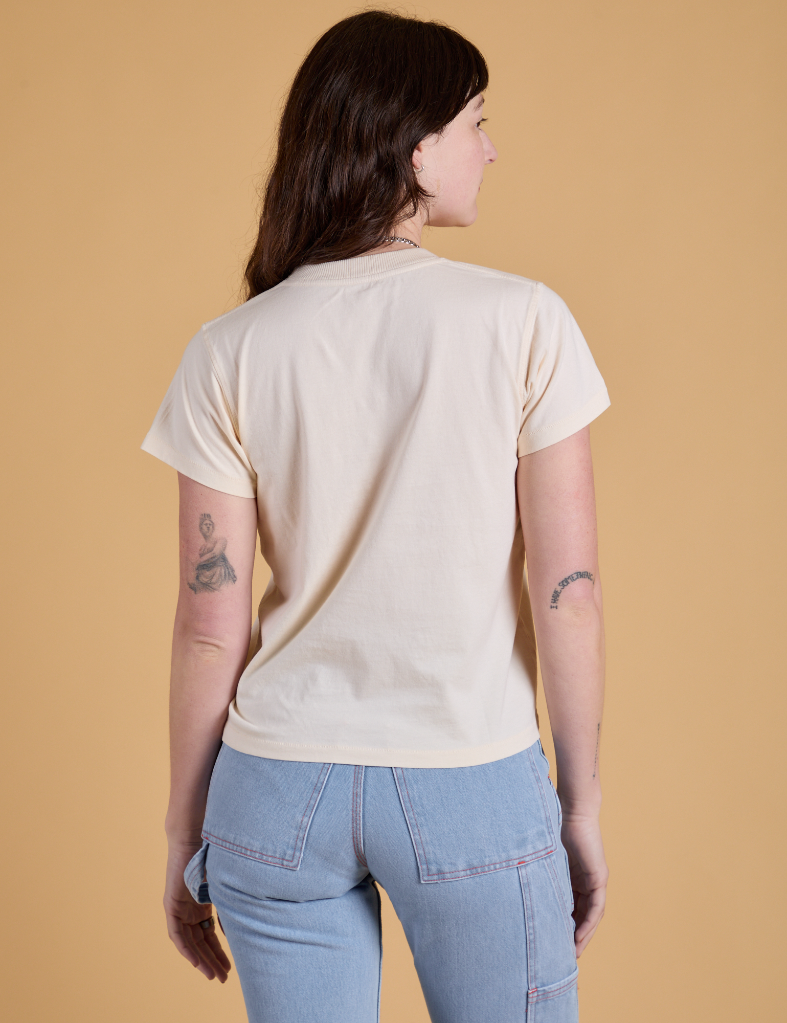 Organic Vintage Tee in Vintage Off White back view on Alex