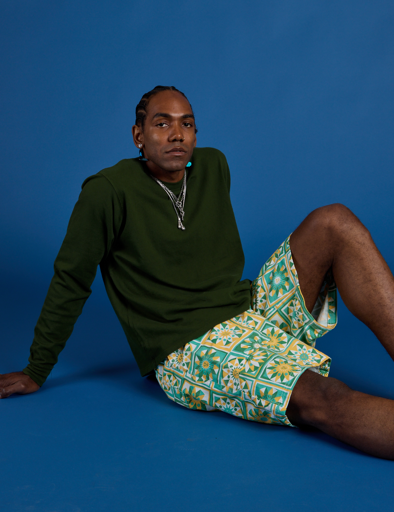 Longline Work Shorts - Spring Quilt Print