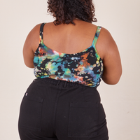 Back view of Cropped Cami in Rainbow Magic Waters and black Western Pants worn by Morgan
