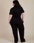 Short Sleeve Jumpsuit in Basic Black back view on Ashley