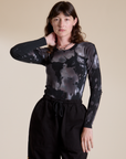 Long Sleeve Baby Tee in Ink Blot on Alex
