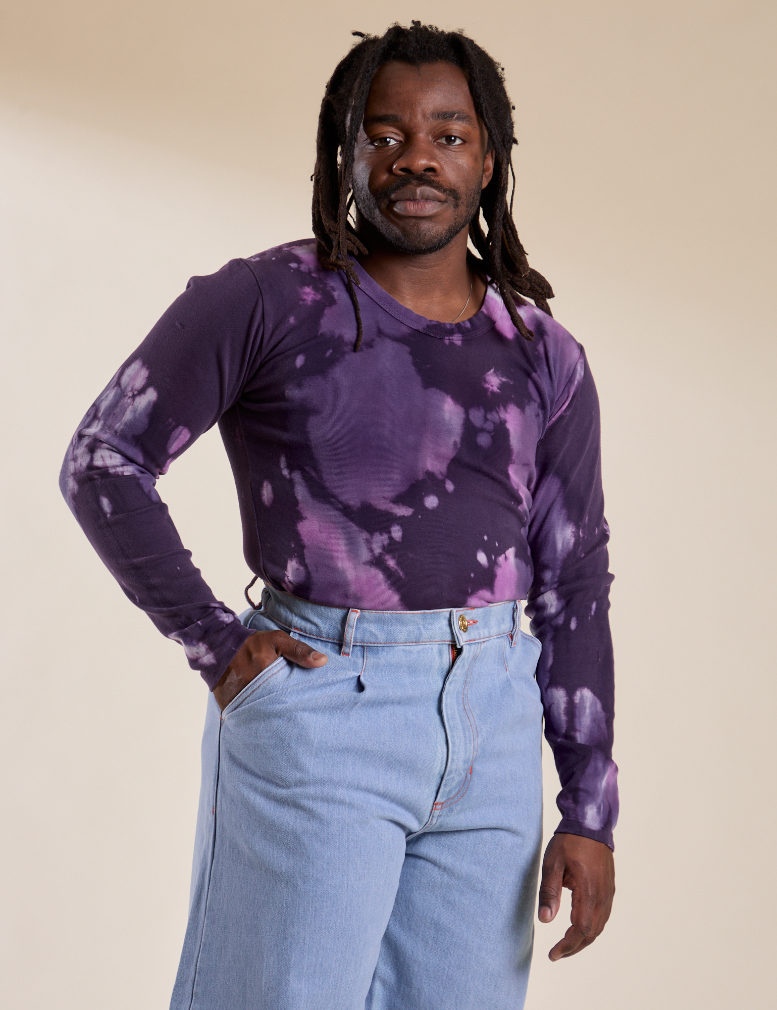Long Sleeve Baby Tee in Dark Lavender on Demi