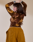 Long Sleeve Baby Tee in Honey Brown back view on Sydney