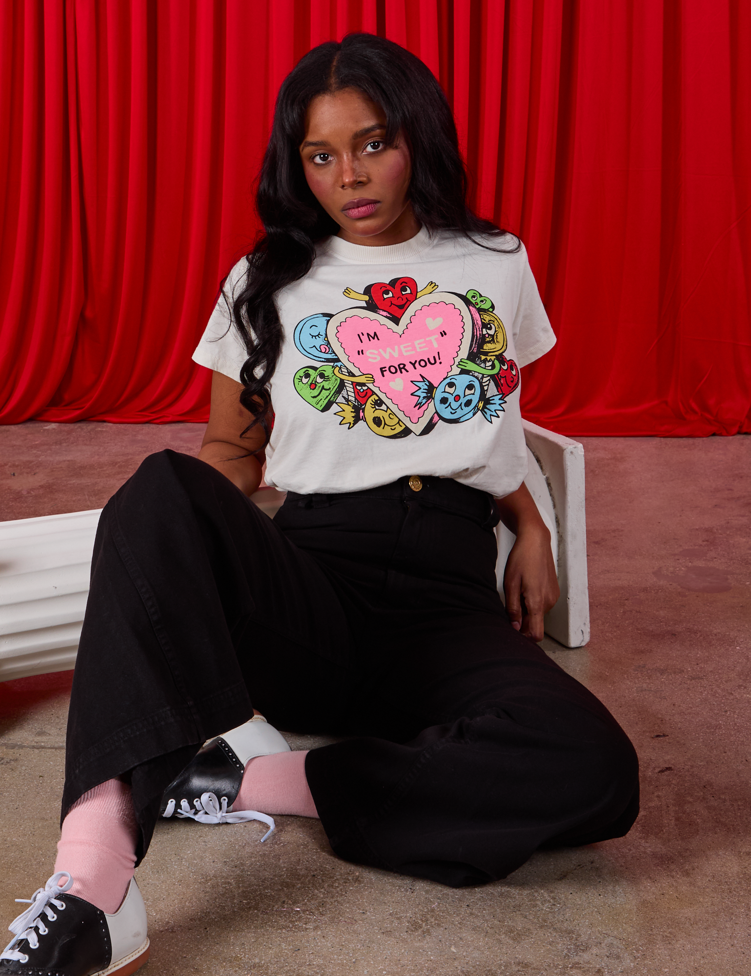 Sweet 4 U Organic Tee and black Bell Bottoms worn by Kandia