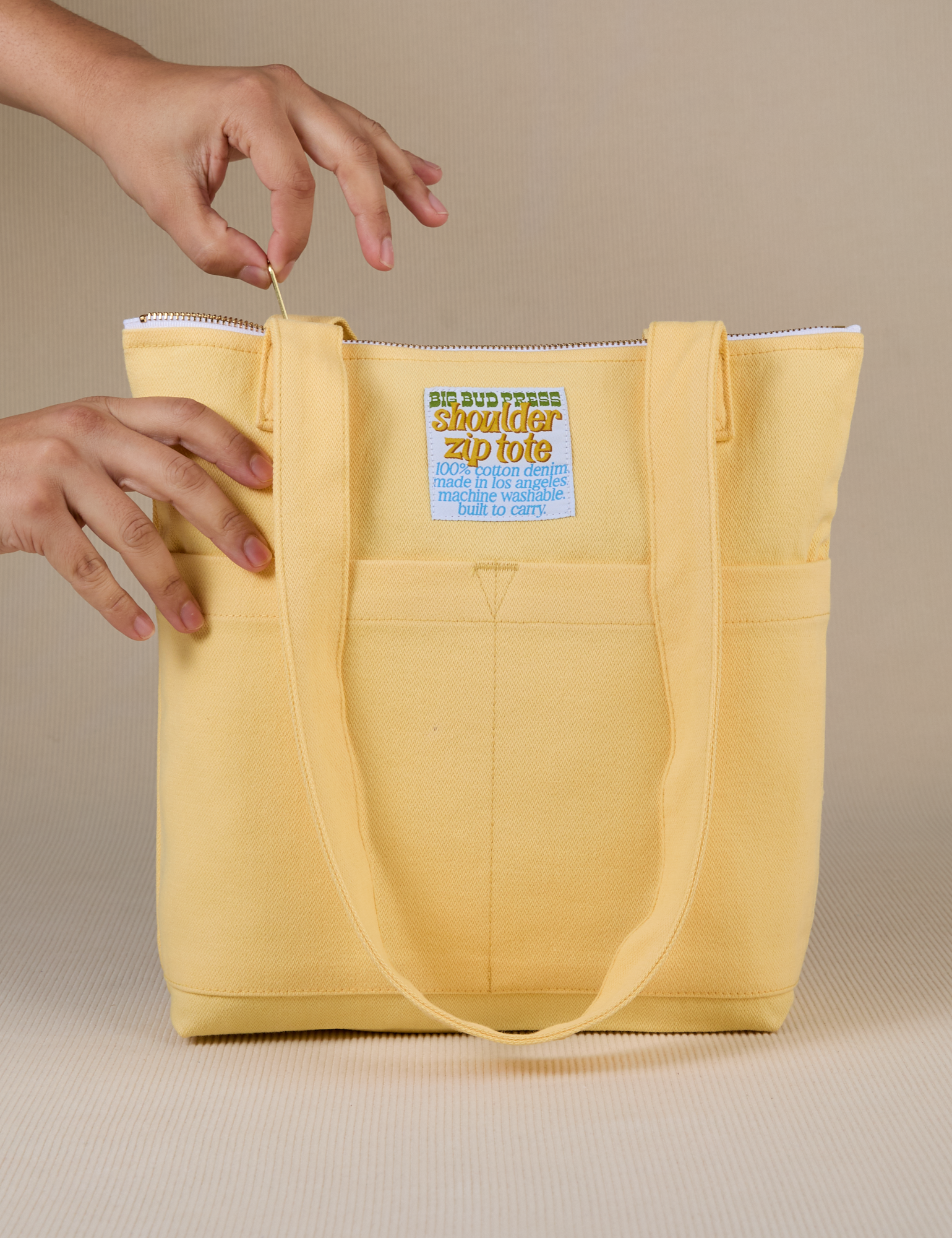 Over-Shoulder Zip Mini Tote in Butter Yellow