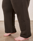 Cropped Rolled Cuff Sweatpants in Espresso Brown pant leg side view on Marielena