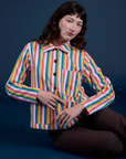 Stripe Work Jacket in Rainbow Stripe on Alex