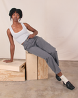 Cheyann is wearing Work Pants in Washed Grey and Cropped Tank in Vintage Tee Off-White