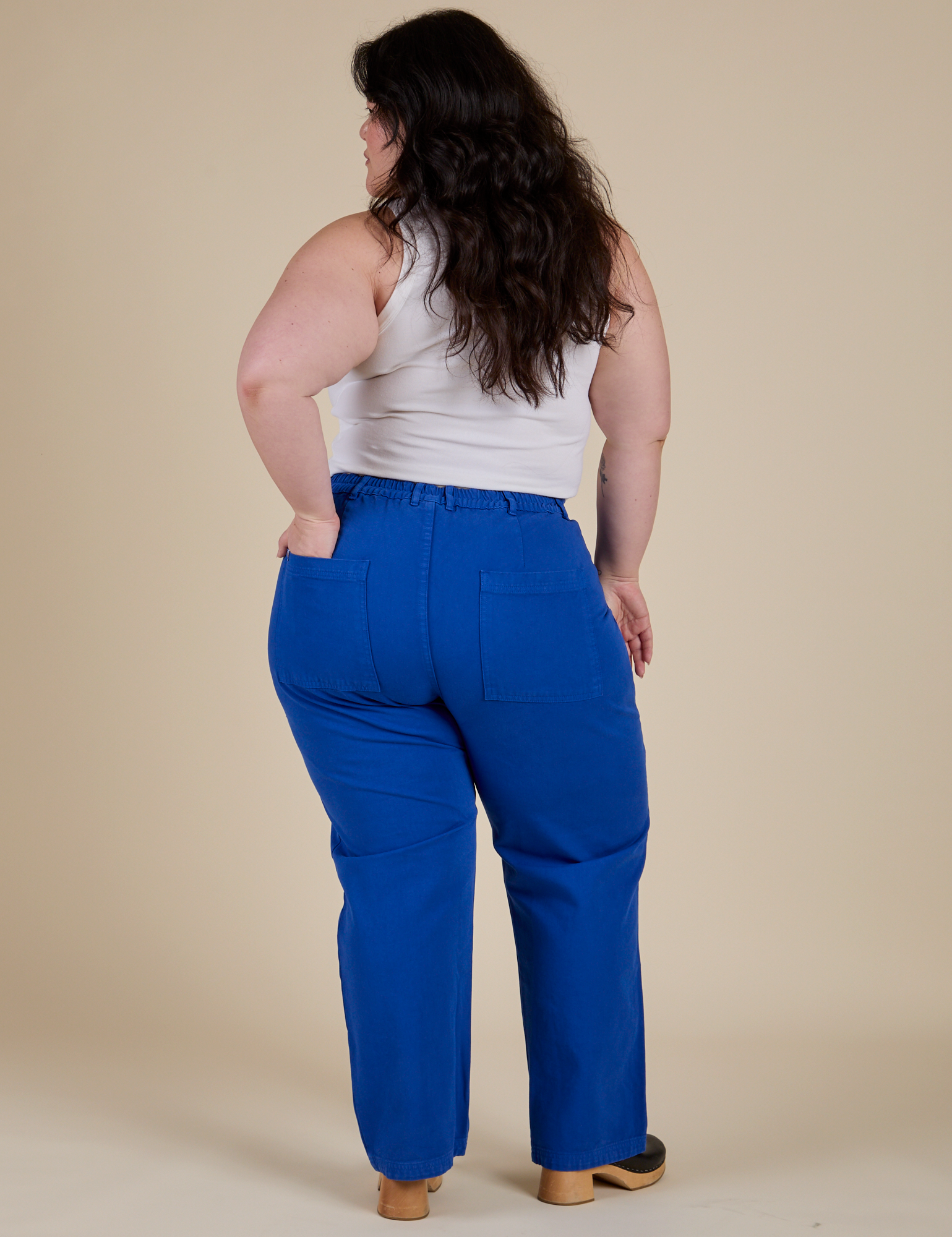 Work Pants in Royal Blue back view on Ashley
